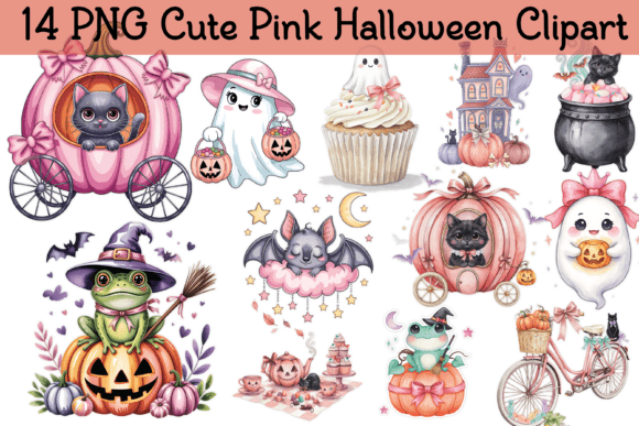 Download Cute Pink Halloween PNG Clipart Bundle - Png Collection