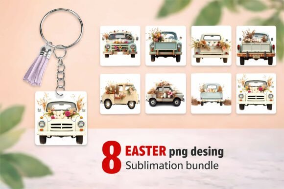 Download "8 Easter Vintage Car with Eggs PNG Subl - Png Collection