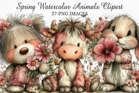 Download Spring Watercolor Animals Clipart Png - Png Collection