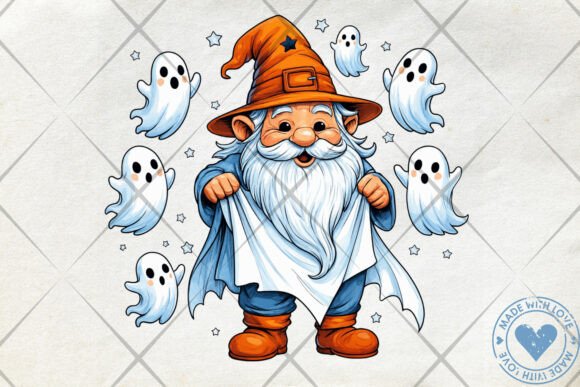 Download Halloween Gnome with Ghosts Clipart PNG - Png Collection