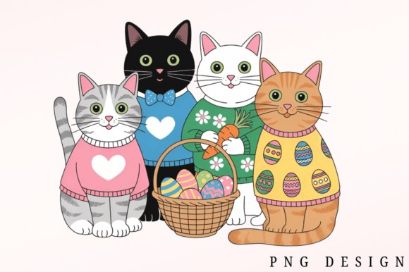 Download Cute Easter Cats Clipart PNG Design - Png Collection