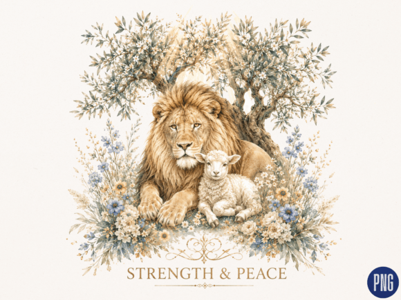 Download Strength and Peace Lion Lamb PNG, Christ - Png Collection