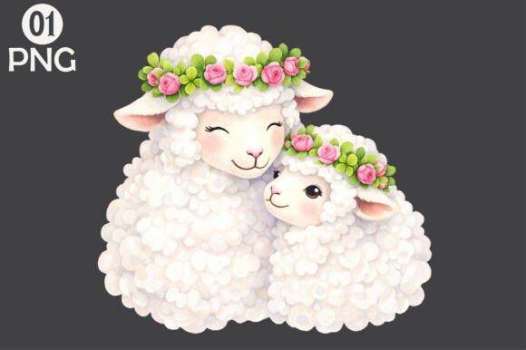 Download Cute Lamb Mother Baby PNG Clipart - Png Collection