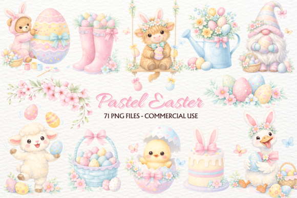 Download Whimsical Pastel Easter Animals PNG - Png Collection