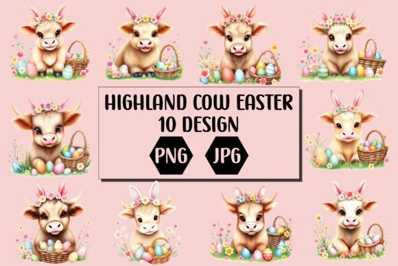 Download Highland Cow Easter PNG Bundle - Png Collection