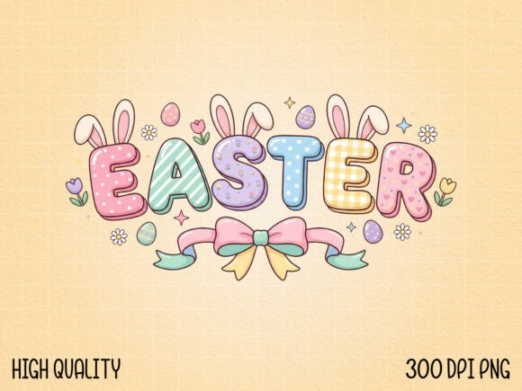 Download Easter Typography with Bunny Ears PNG - Premium Bundle