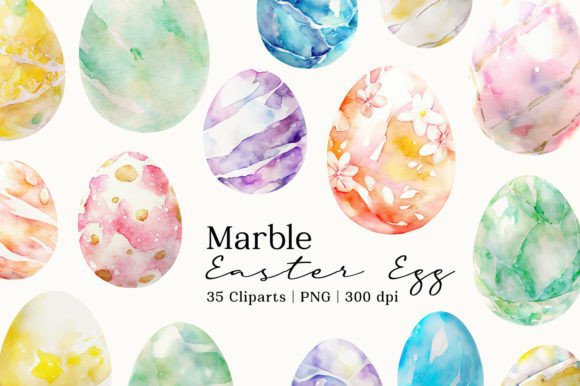 Download Pastel Marble Easter Egg Watercolor PNG - Png Collection