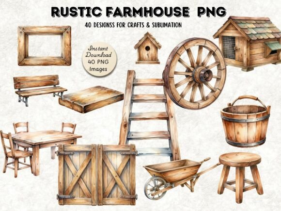 Download Rustic Farmhouse Clipart PNG Bundle - Png Collection